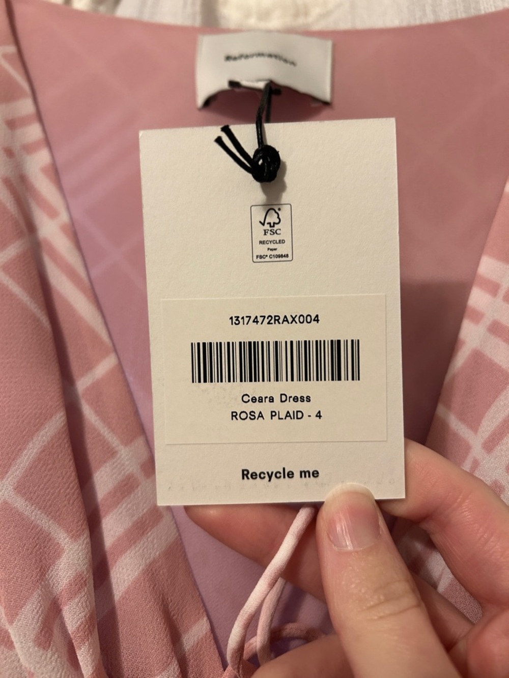 Reformation Ceara dress in Rosa Plaid - Picture 8 of 8